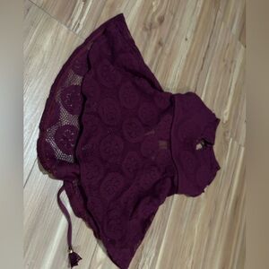 Cole of California Tankini Sheer Lace Maroon Halter Swim Top Size Medium